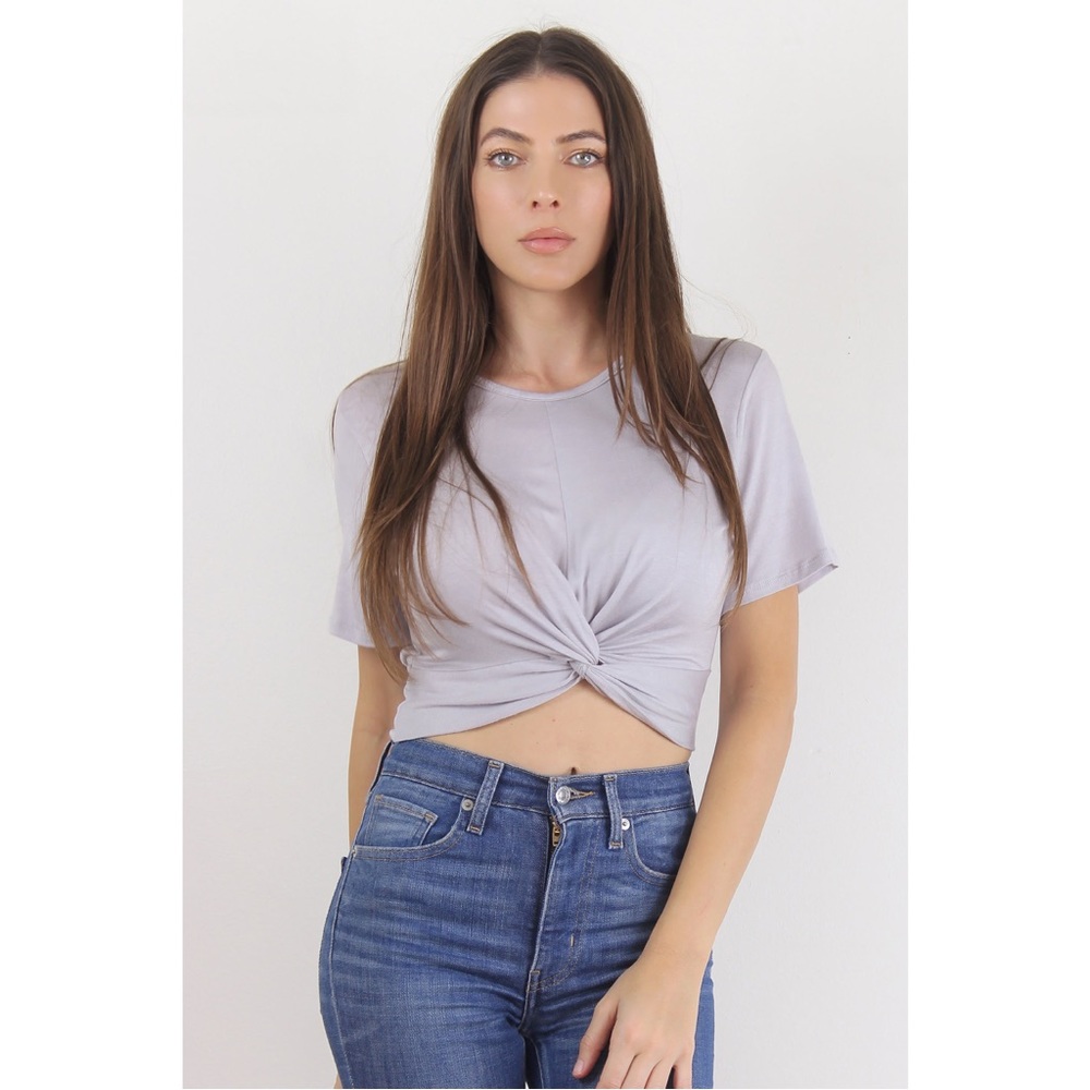 Knot front cropped tee shirt